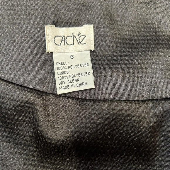 CACHE Womens Sz 6 BLACK PLEATED  Skirt Silky Stripe Full Swing EUC Belted - Picture 6 of 6